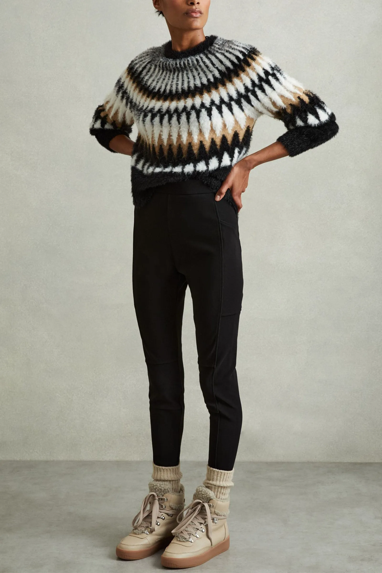 Fuzzy Fairisle Crew Neck Jumper