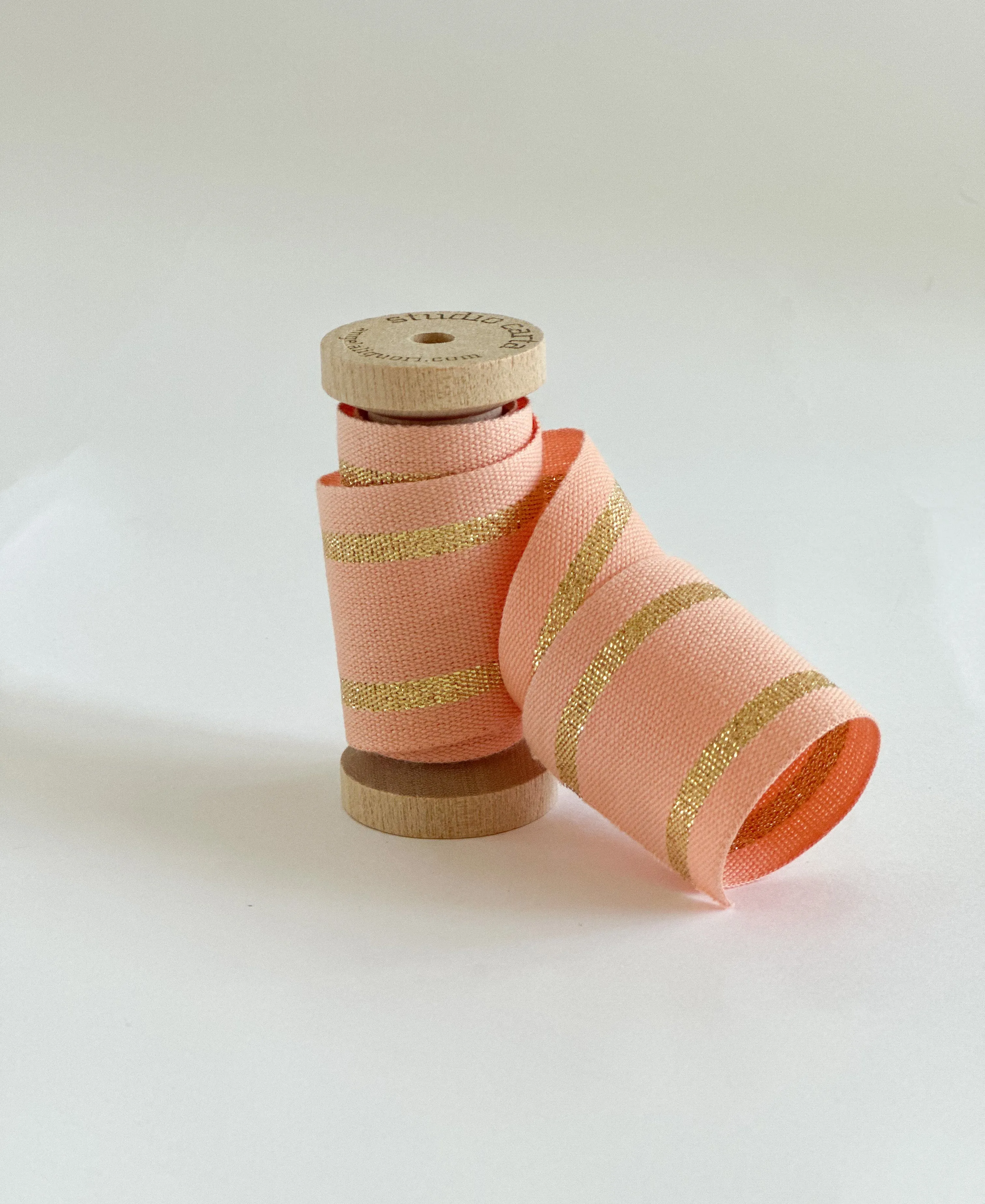 Wood spool striped cotton ribbon